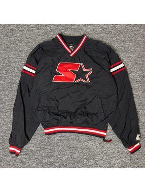 Starter Pullover Windbreaker Mens XL Black Red Streetwear